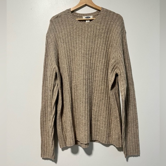 Old Navy Men’s Beige Ribbed Lambswool Blend Sweater - Size XL - Picture 1 of 7